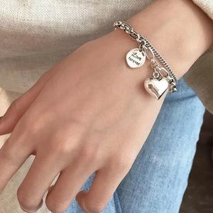 New S925 Sterling Silver Stamped Love Forever Bracelet